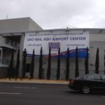 Grande format building banner airport