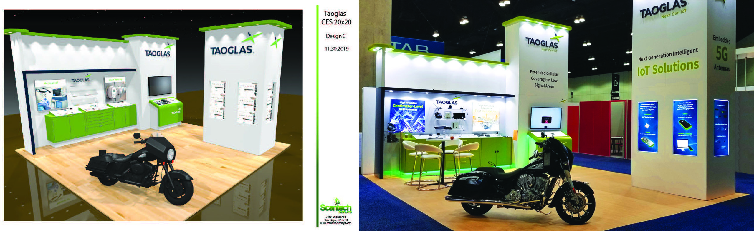 Tradeshow design rendering and resulting build
