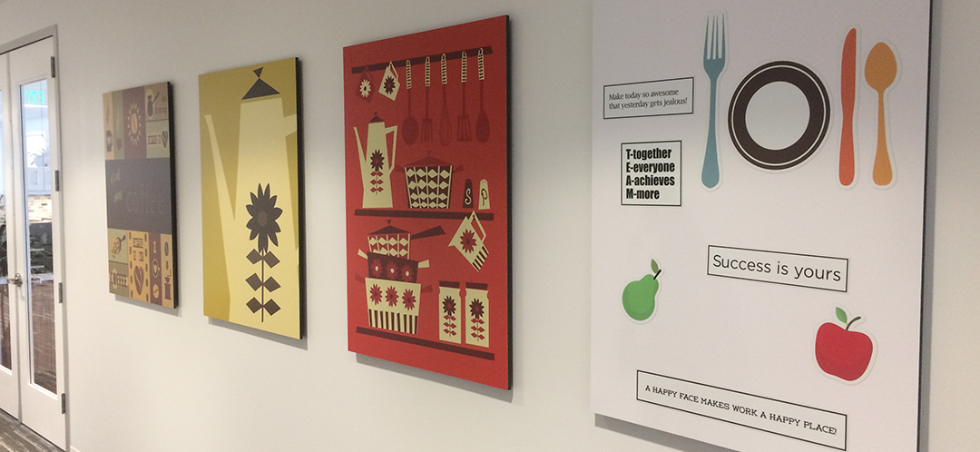 Food and Coffee themed stylized icons on wall graphics