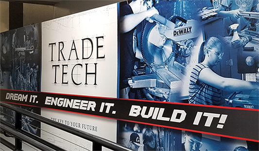 Trade Tech High School floor to ceiling graphic