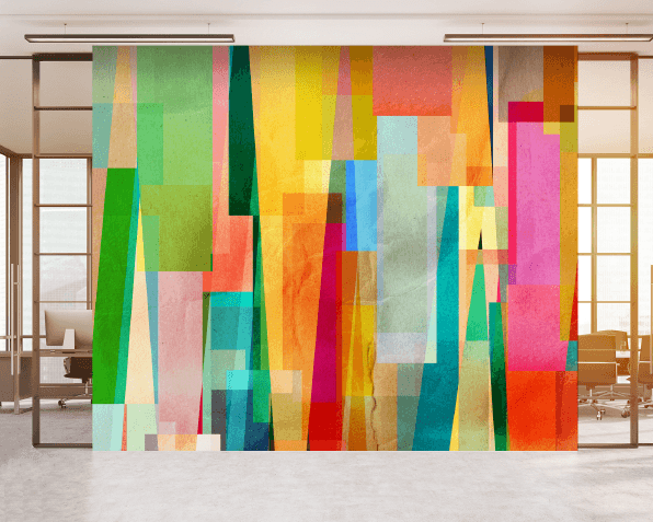 brightly colored abstract wall art protected by BrandArmor+ anti-microbial film