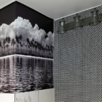 Wall Mural in Sepia tones of Oasis and white clouds for Monarch Grill