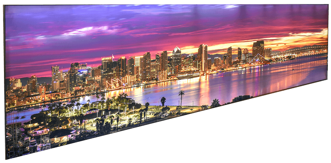 Early Sunrise San Diego Downtown Skyline on backlit fabric