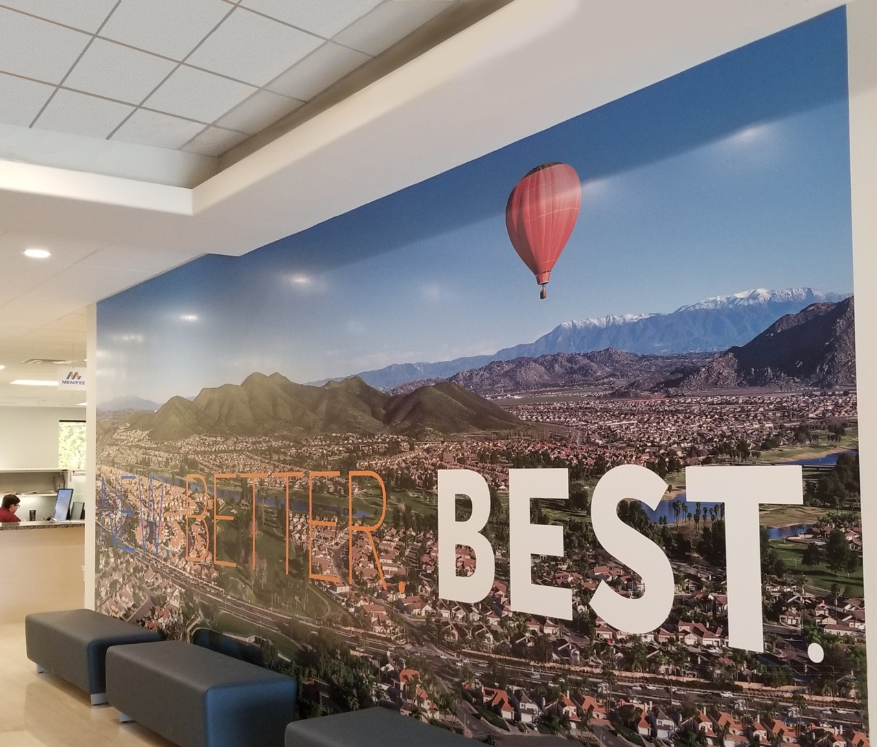 Wall Mural created for City of Menifee featyuring drone shot and hot air balloon