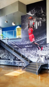 two-story tall mural installation featuring Michael Jordan