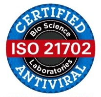 Badge showing BrandArmor Antiviral film certified by Bio Science Laboratories