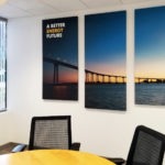 gallery wrapped canvas triptych of Coronado Bridge at sunset